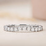 0.63 CT Round Shaped Moissanite Semi Eternity Wedding Band 3