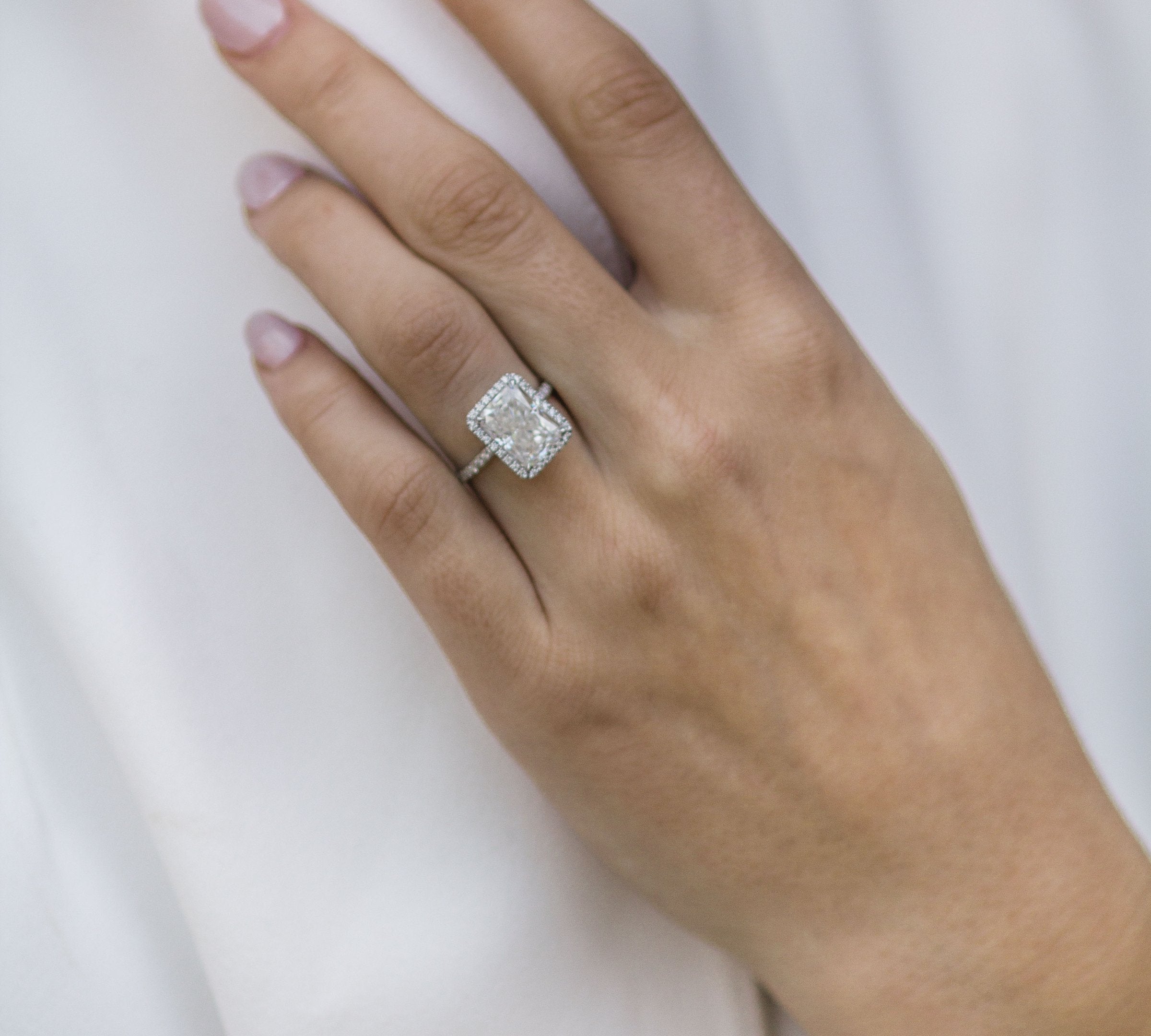 3.50 CT Crushed Ice Radiant Halo & Pave Moissanite Engagement Ring 2