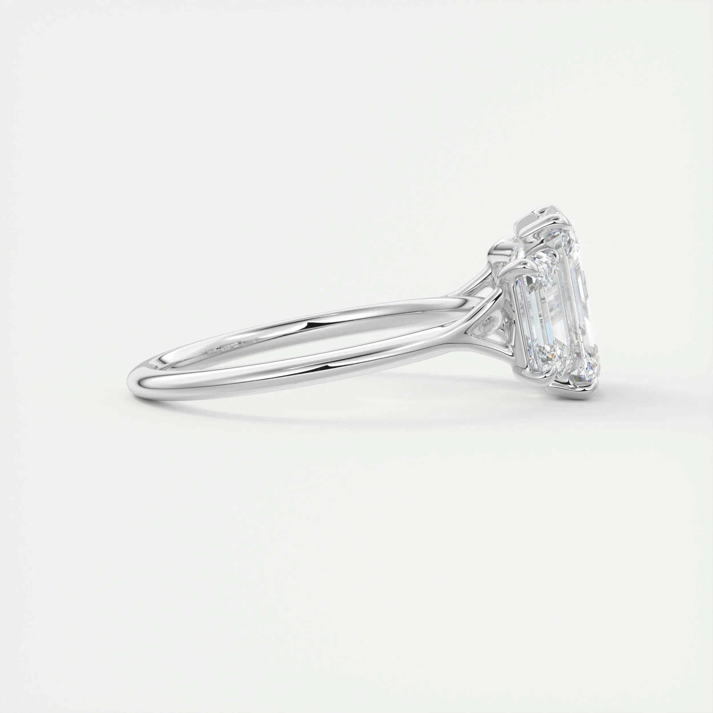 2 CT Emerald Three Stone CVD F/VS1 Diamond Engagement Ring 3