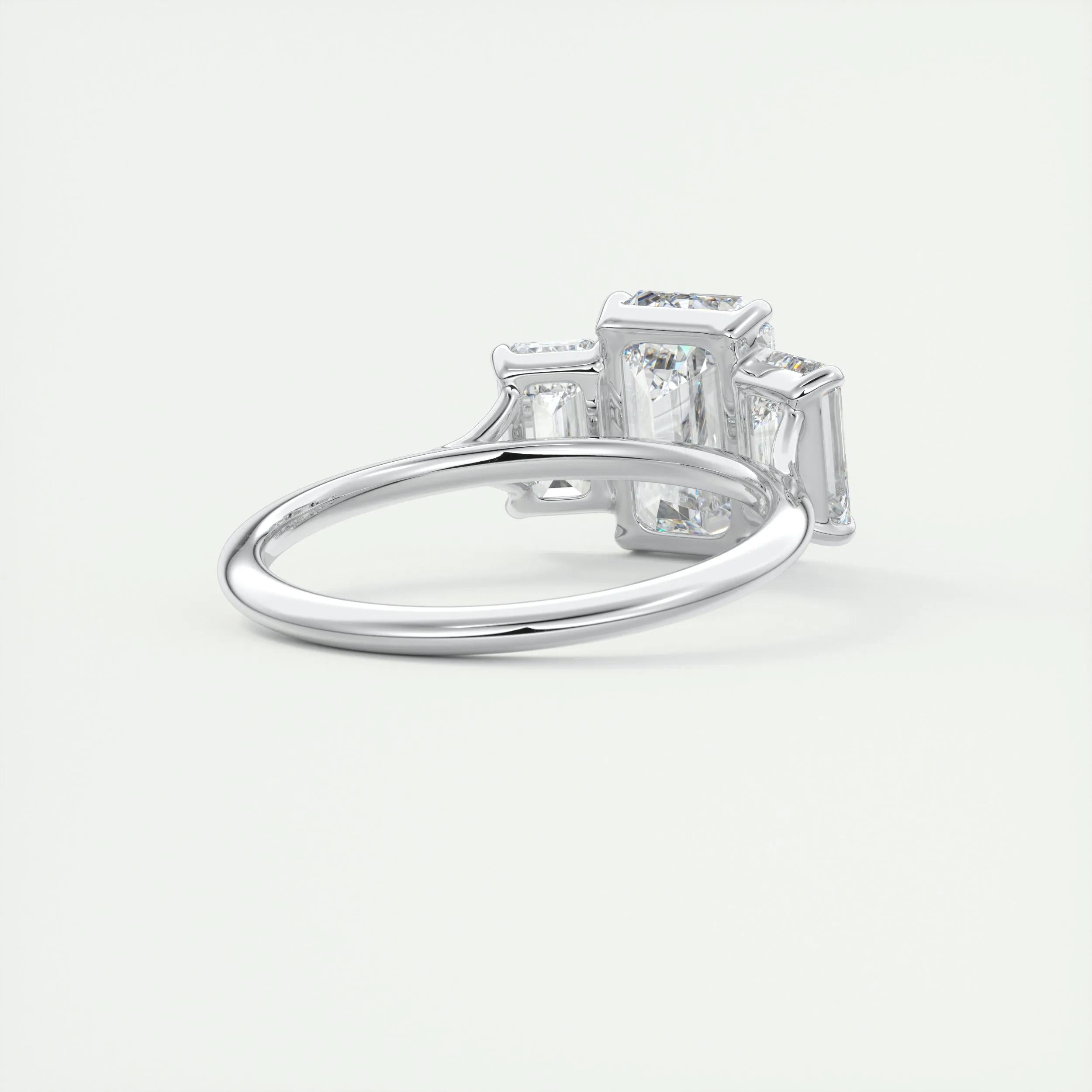 2 CT Emerald Three Stone CVD F/VS1 Diamond Engagement Ring 4