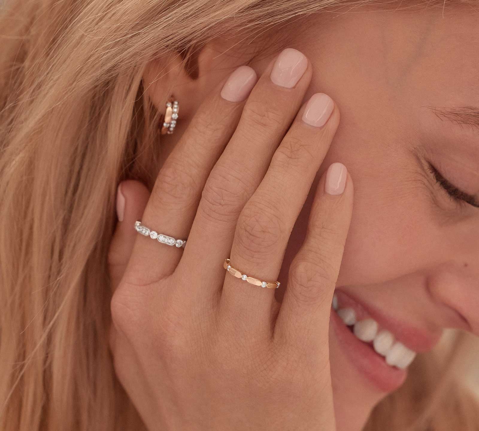 0.15 CT Round Shaped Moissanite Dainty Wedding Band 2