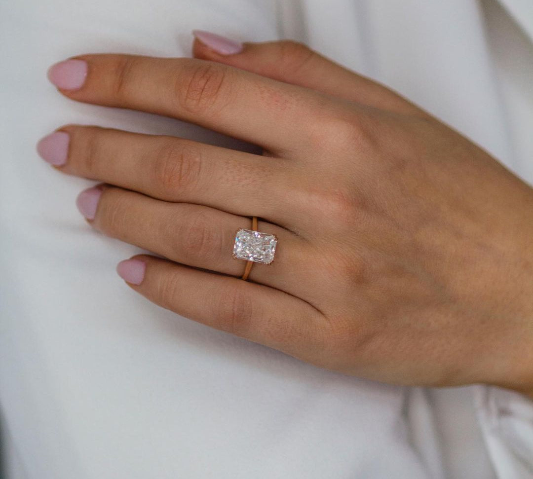 3.90 CT Radiant Solitaire Hidden Halo Moissanite Engagement Ring 1