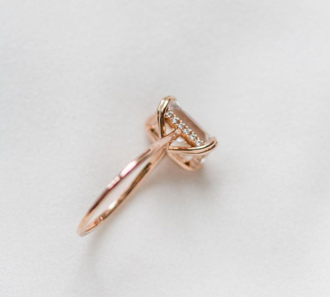 3.90 CT Radiant Solitaire Hidden Halo Moissanite Engagement Ring 2