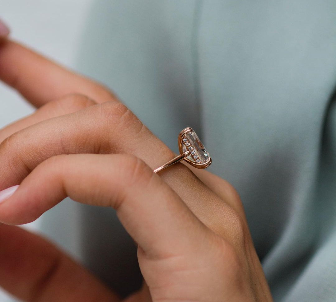 3.90 CT Radiant Solitaire Hidden Halo Moissanite Engagement Ring 3