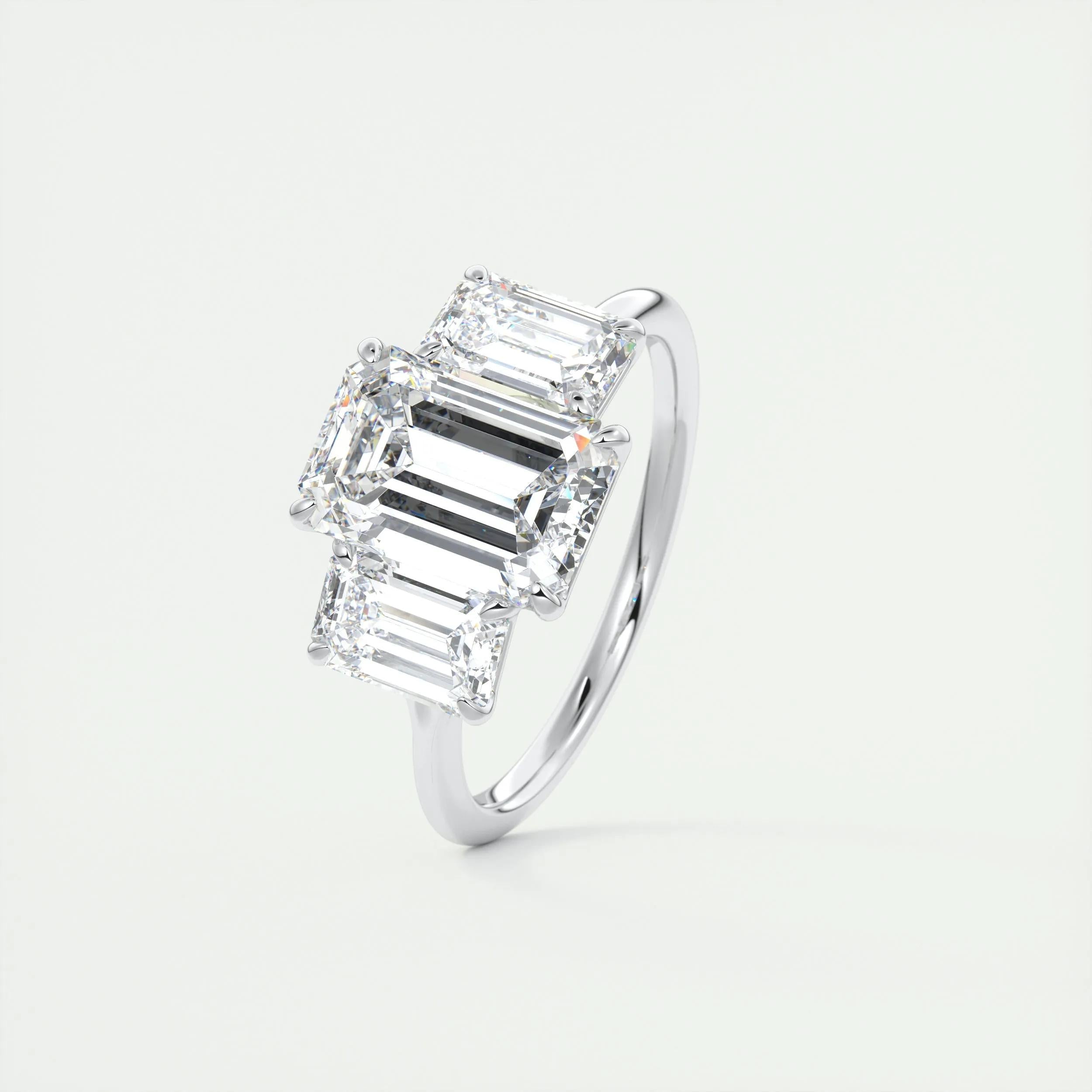 2 CT Emerald Three Stone CVD F/VS1 Diamond Engagement Ring 5