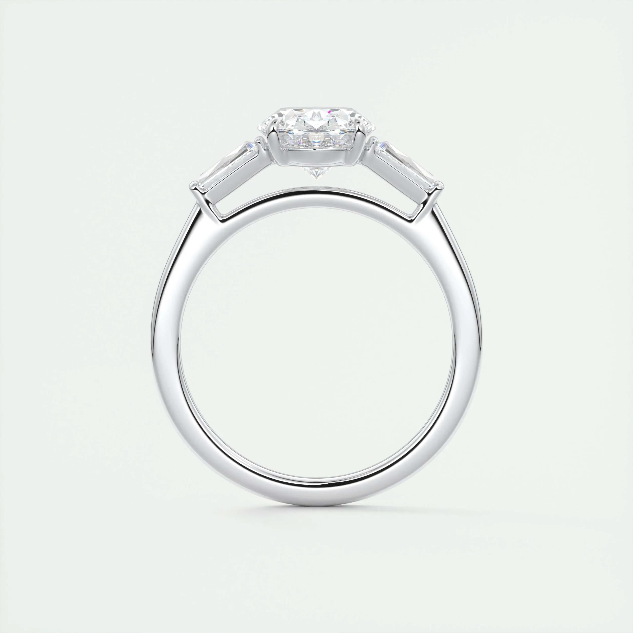 2 CT Oval Three Stone CVD F/VS1 Diamond Engagement Ring 7