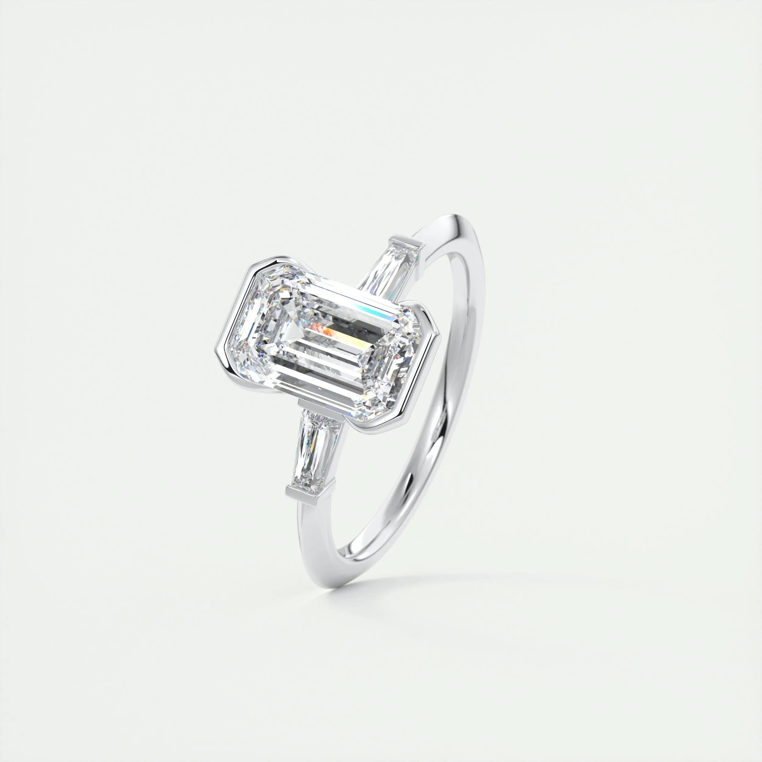 2 CT Emerald Three Stome CVD F/VS1 Diamond Engagement Ring 4