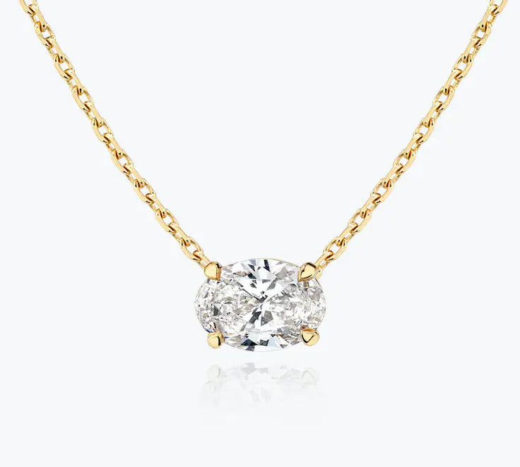 0.25-1.0ct Oval Cut Solitaire Moissanite Diamond Necklace 2