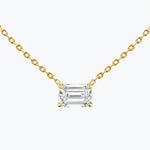 0.25-1.0ct Emerald Cut Solitaire Moissanite Diamond Necklace 2