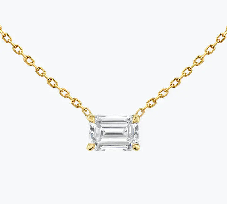 0.25-1.0ct Emerald Cut Solitaire Moissanite Diamond Necklace 2