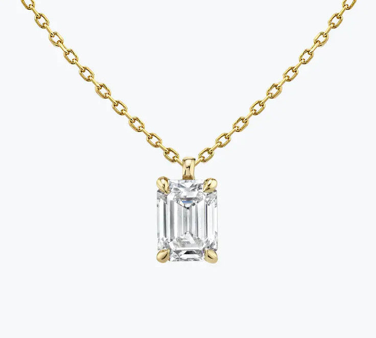0.25-1.0ct Emerald-Cut Solitaire Moissanite Diamond Layering Necklace 3