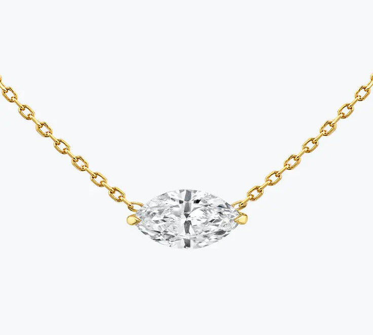 0.25-1.0ct Marquise Cut Solitaire Moissanite Diamond Necklace 2