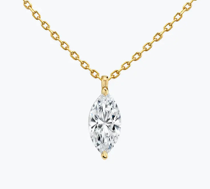 0.25-1.0ct Marquise Cut Solitaire Moissanite Diamond Layering Necklace 3