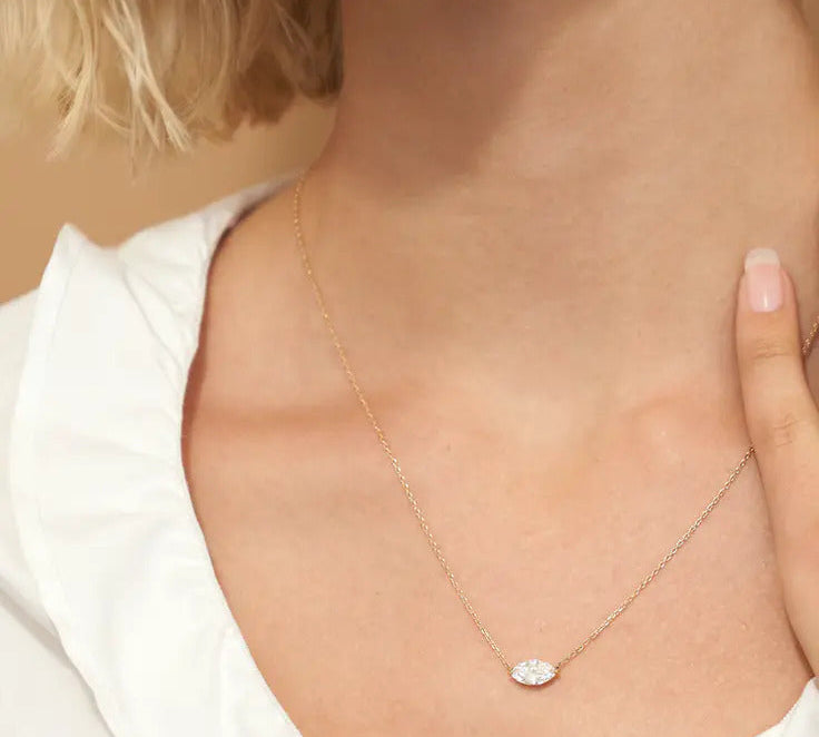 0.25-1.0ct Marquise Cut Solitaire Moissanite Diamond Necklace 3