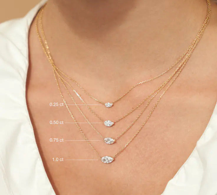0.25-1.0ct Marquise Cut Solitaire Moissanite Diamond Necklace 1