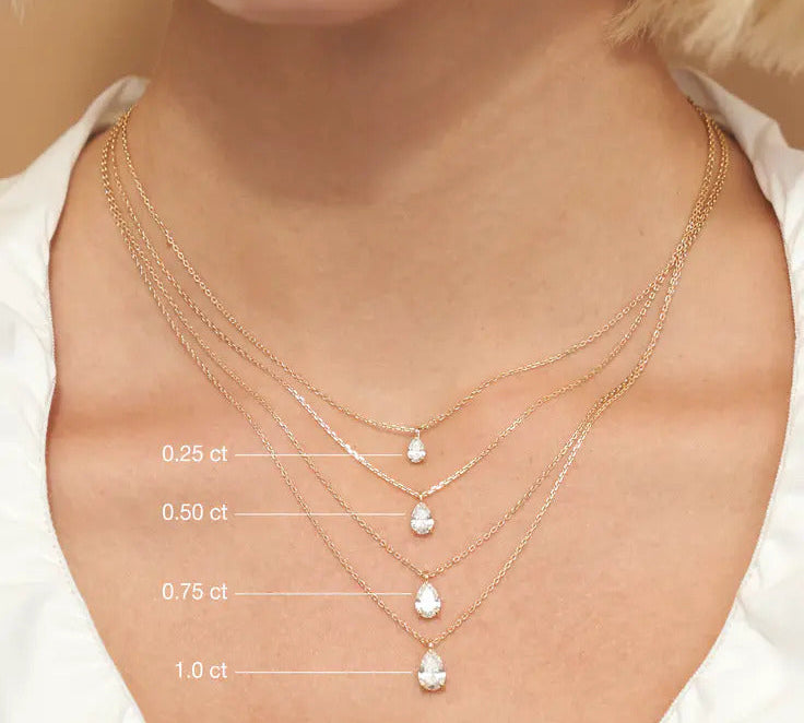 0.25-1.0ct Pear Cut Solitaire Moissanite Diamond Necklace 1
