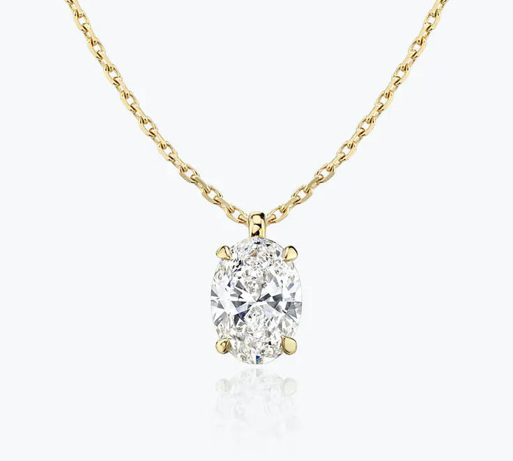 0.25-1.0ct Oval Cut Solitaire Moissanite Diamond Necklace 2