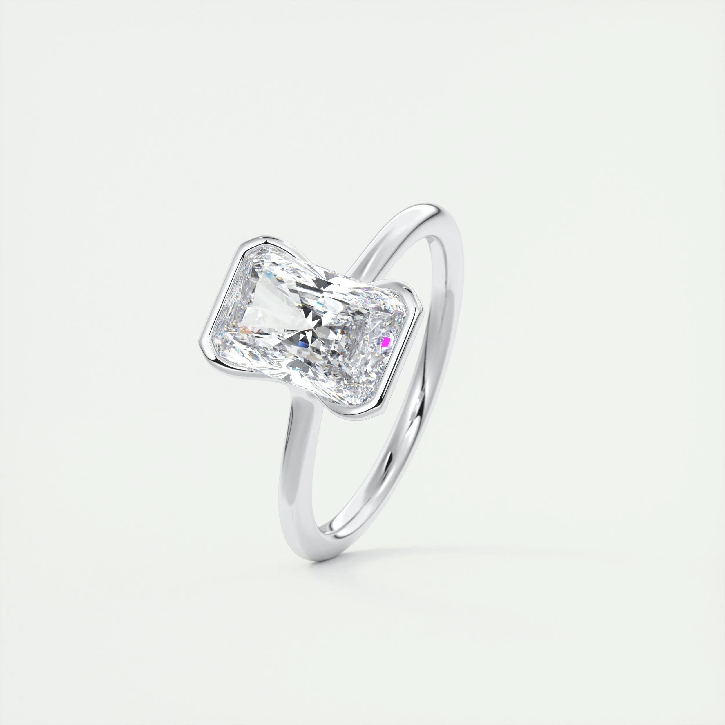 2 CT Radiant Half Bezel CVD F/VS1 Diamond Engagement Ring 4