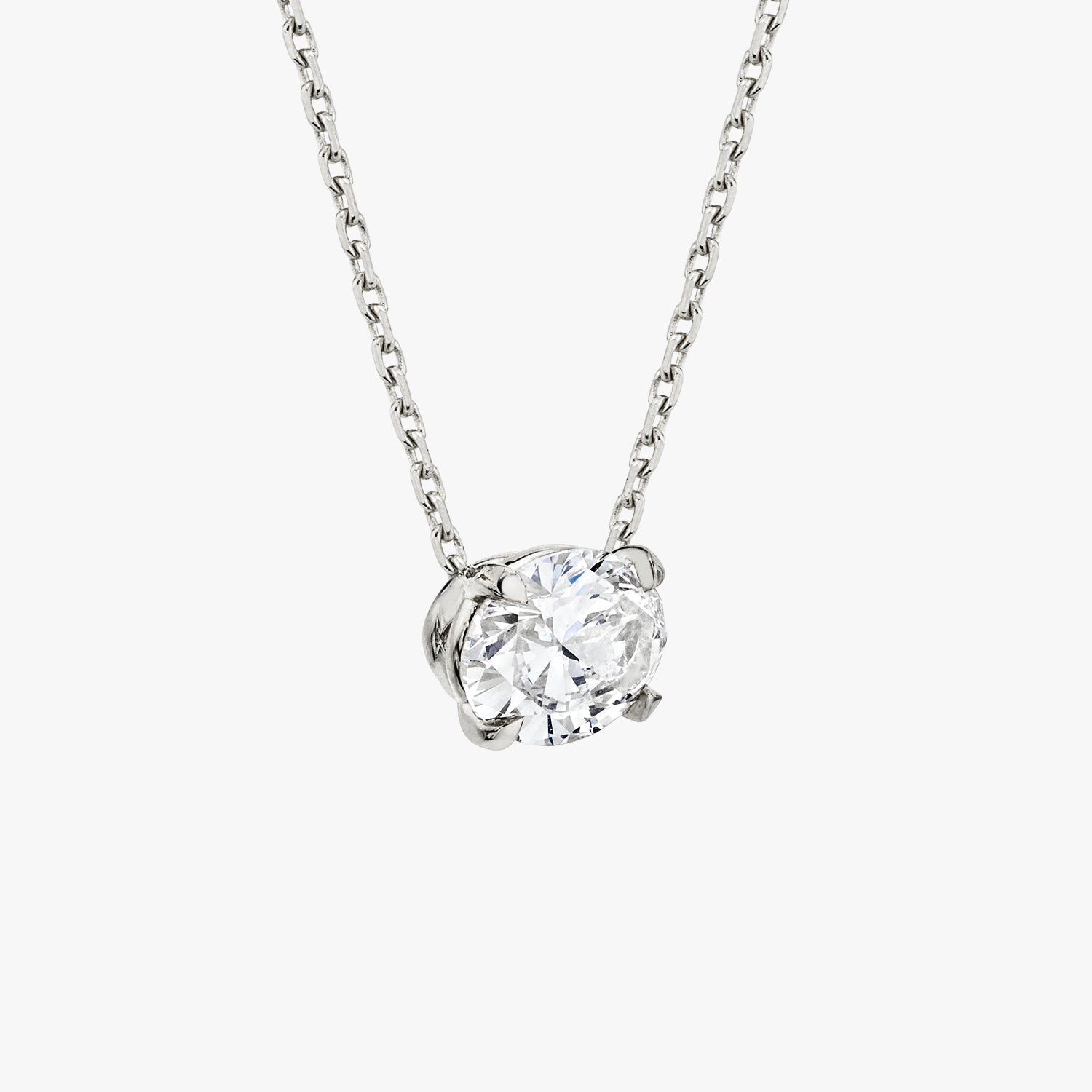 0.25 CT-1.0 CT Oval Solitaire CVD F/VS Diamond Necklace 2
