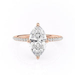 1.58 CT Marquise Cut Hidden Halo Pave Setting Moissanite Engagement Ring 12