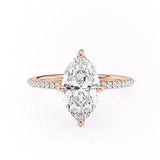 1.58 CT Marquise Cut Hidden Halo Pave Setting Moissanite Engagement Ring 12
