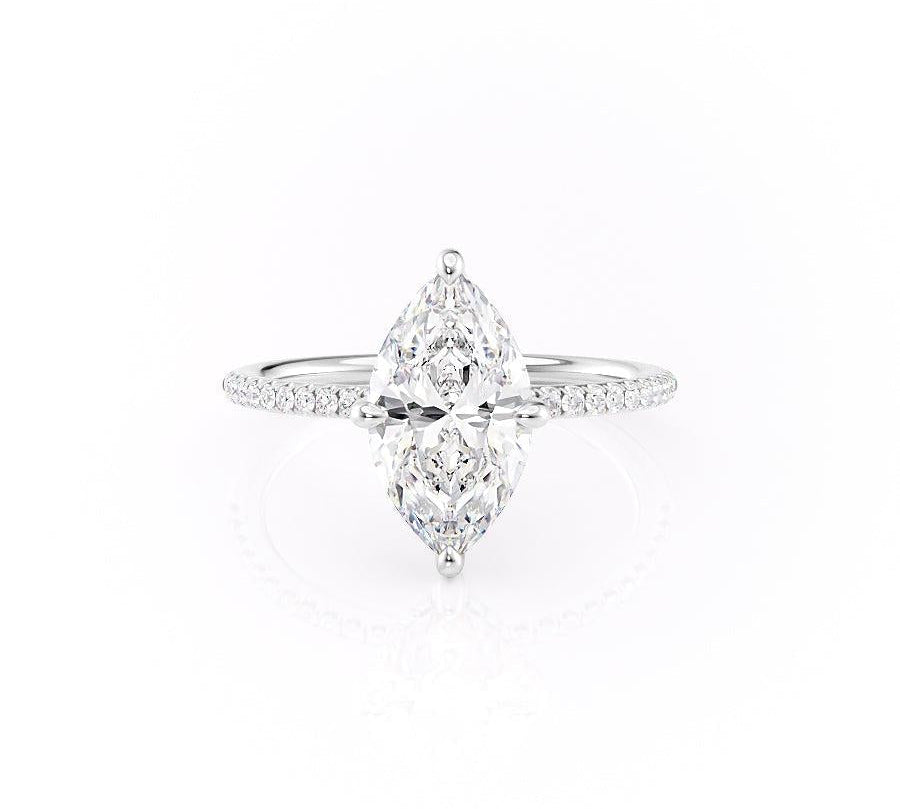 1.58 CT Marquise Cut Hidden Halo Pave Setting Moissanite Engagement Ring 1