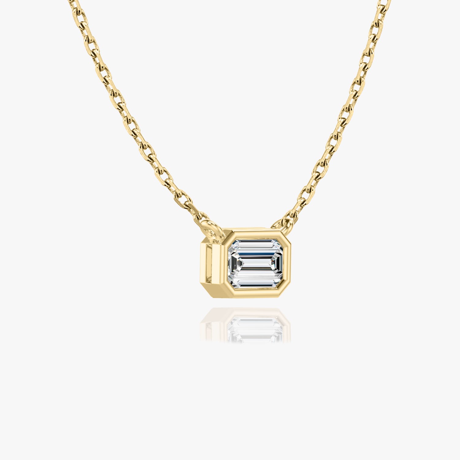 0.25 CT-1.0 CT Emerald Bezel Solitaire CVD F/VS Diamond Necklace 6
