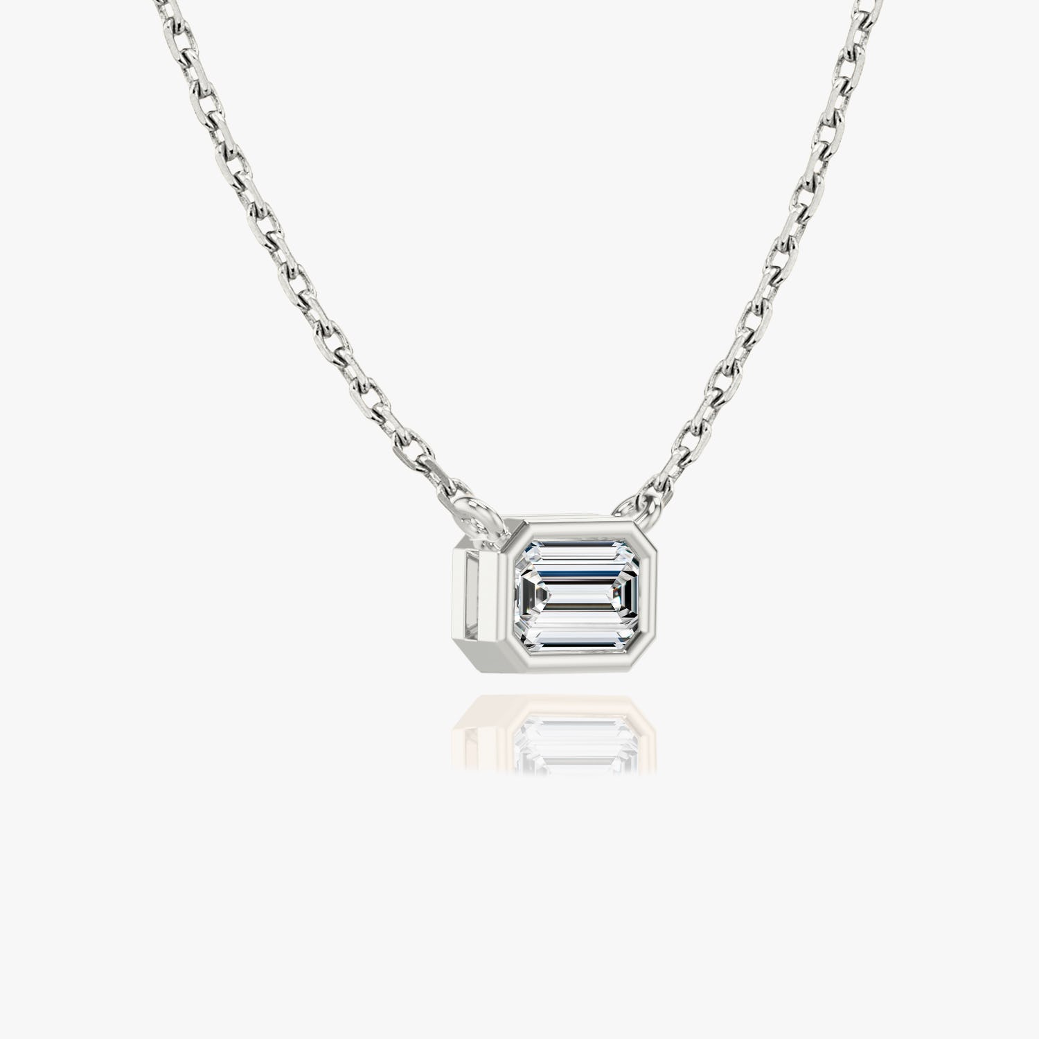 0.25 CT-1.0 CT Emerald Bezel Solitaire CVD F/VS Diamond Necklace 2
