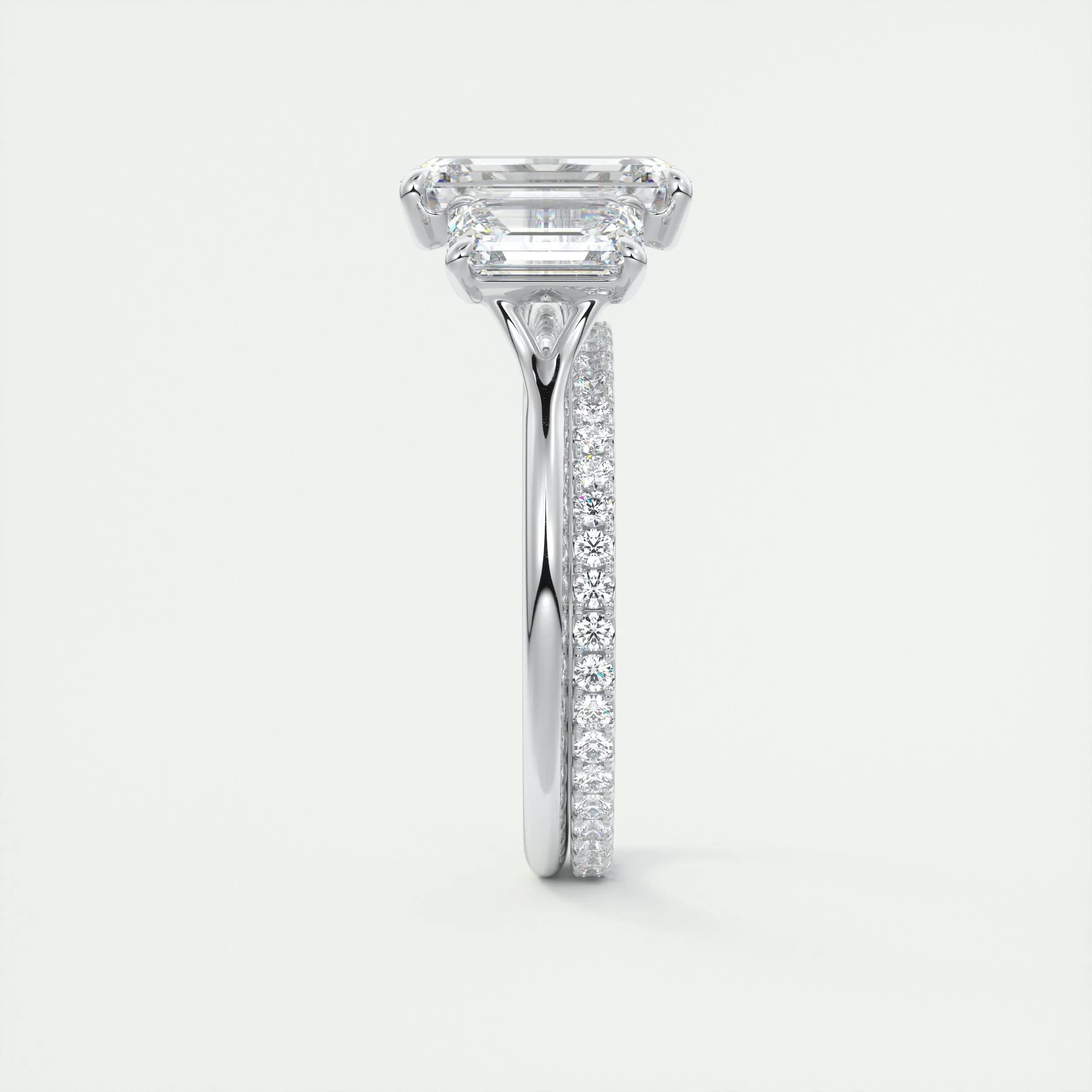 2 CT Emerald Three Stone CVD F/VS1 Diamond Engagement Ring 6