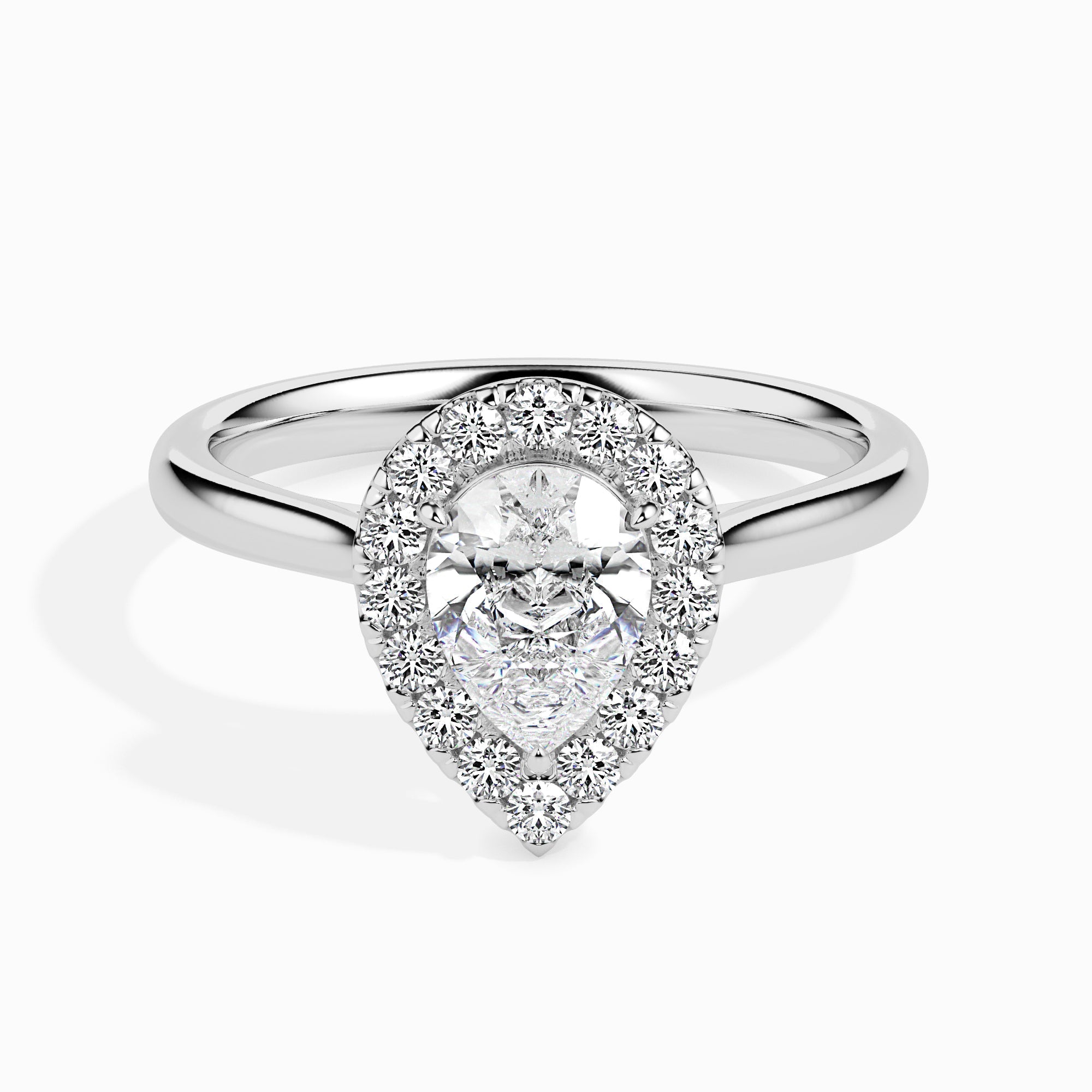 1 CT Pear Halo CVD F/VS Diamond Engagement Ring 1