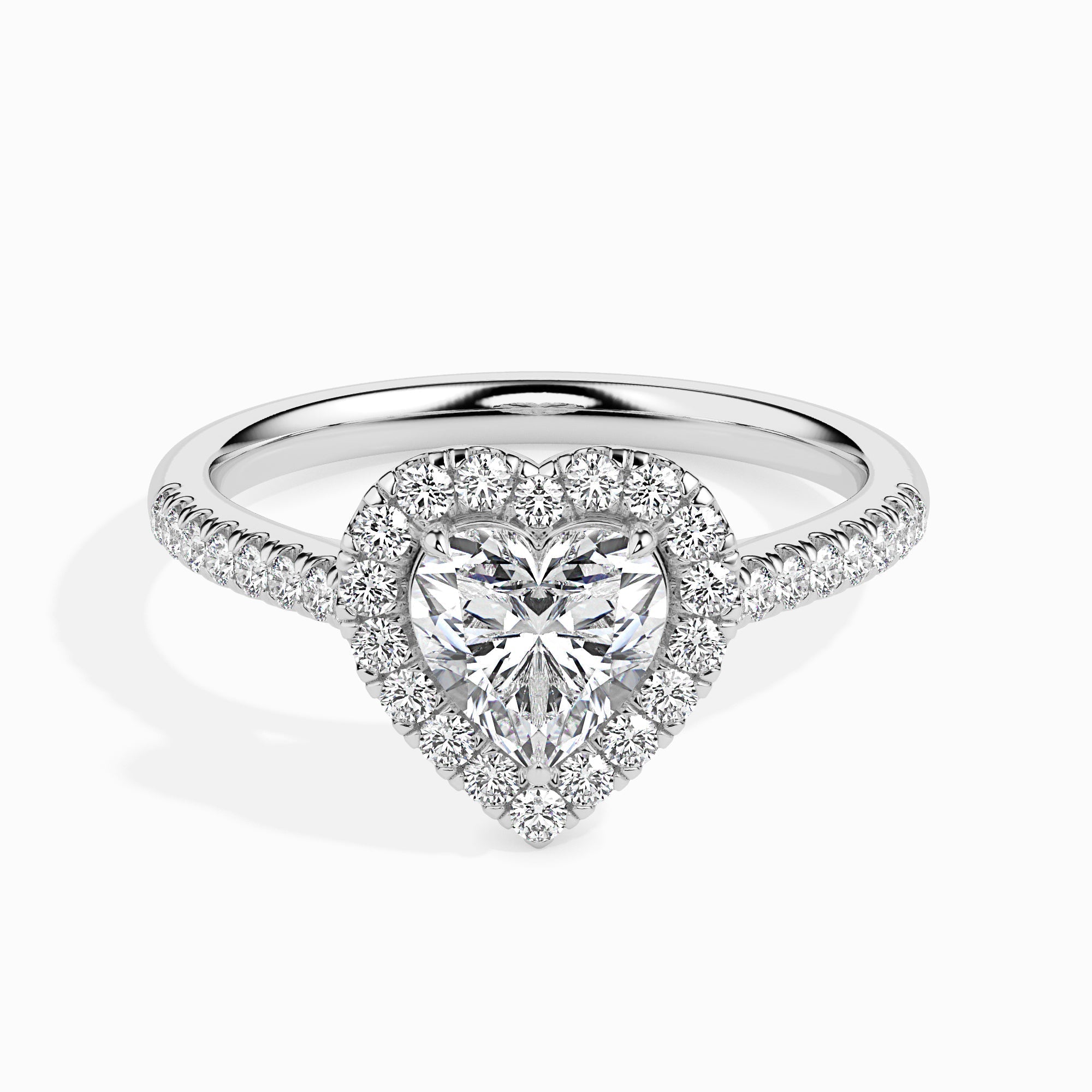 1 CT Heart Halo CVD F/VS Diamond Engagement Ring 1