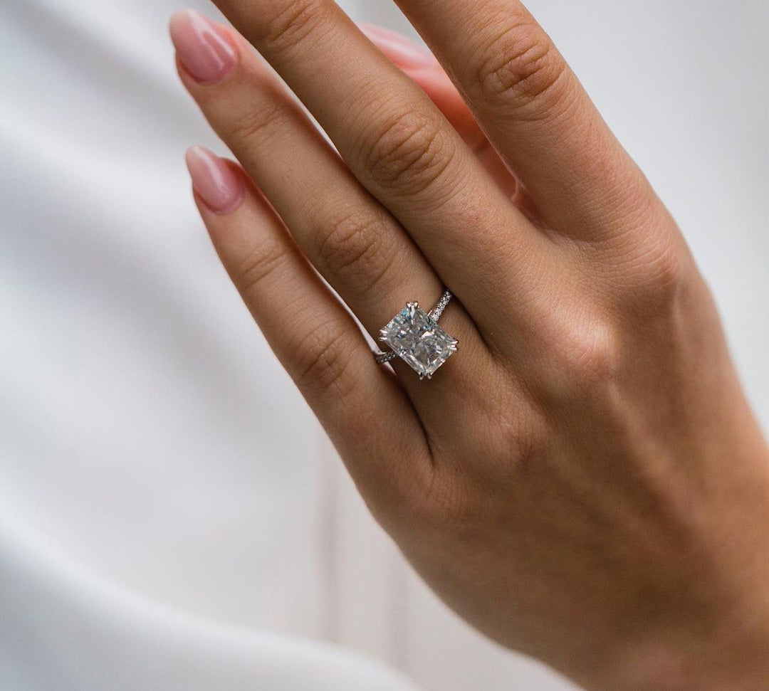 4.10 CT Radiant Solitaire Moissanite Engagement Ring 3