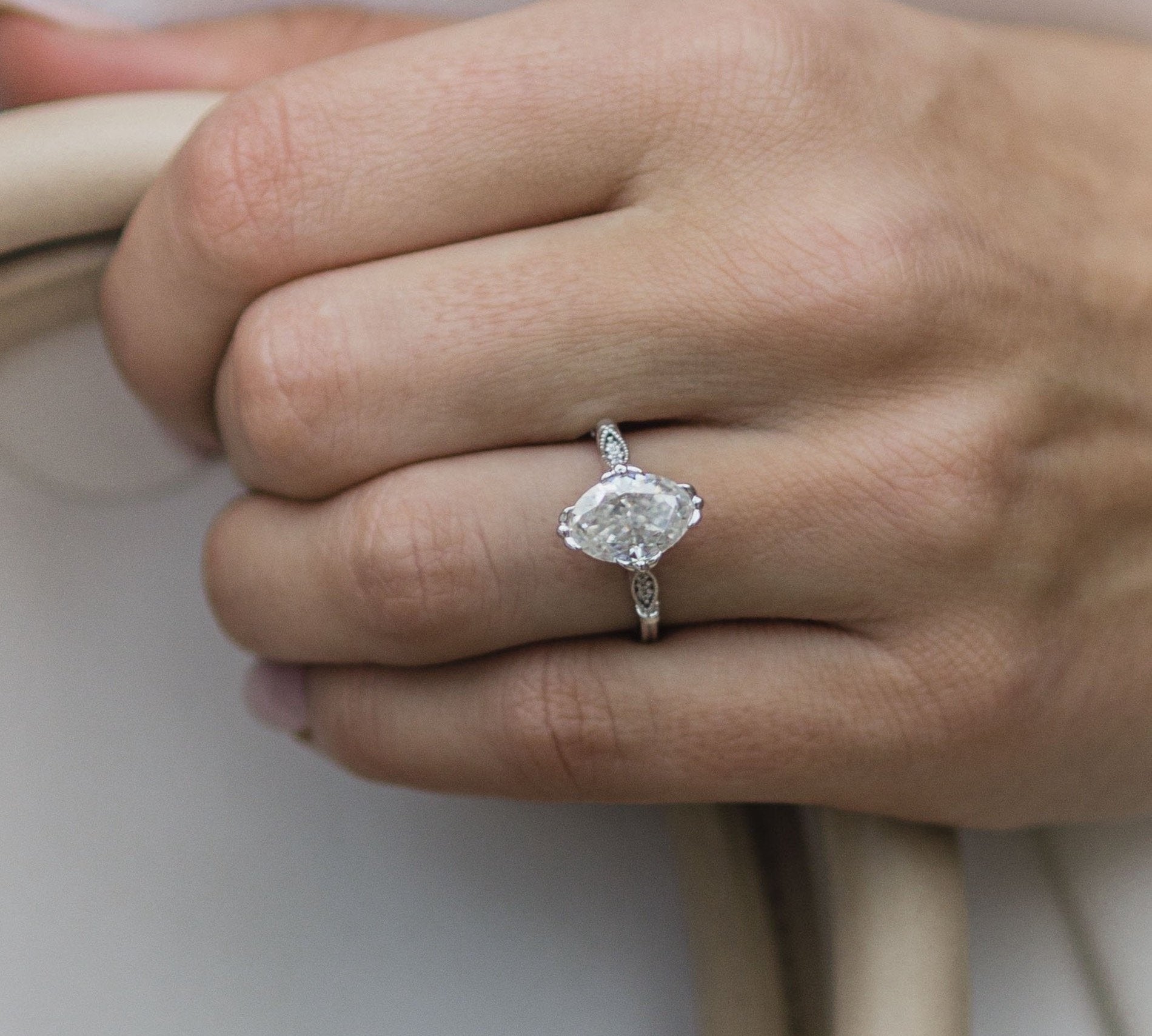 2.10 CT Oval Solitaire Moissanite Engagement Ring 1