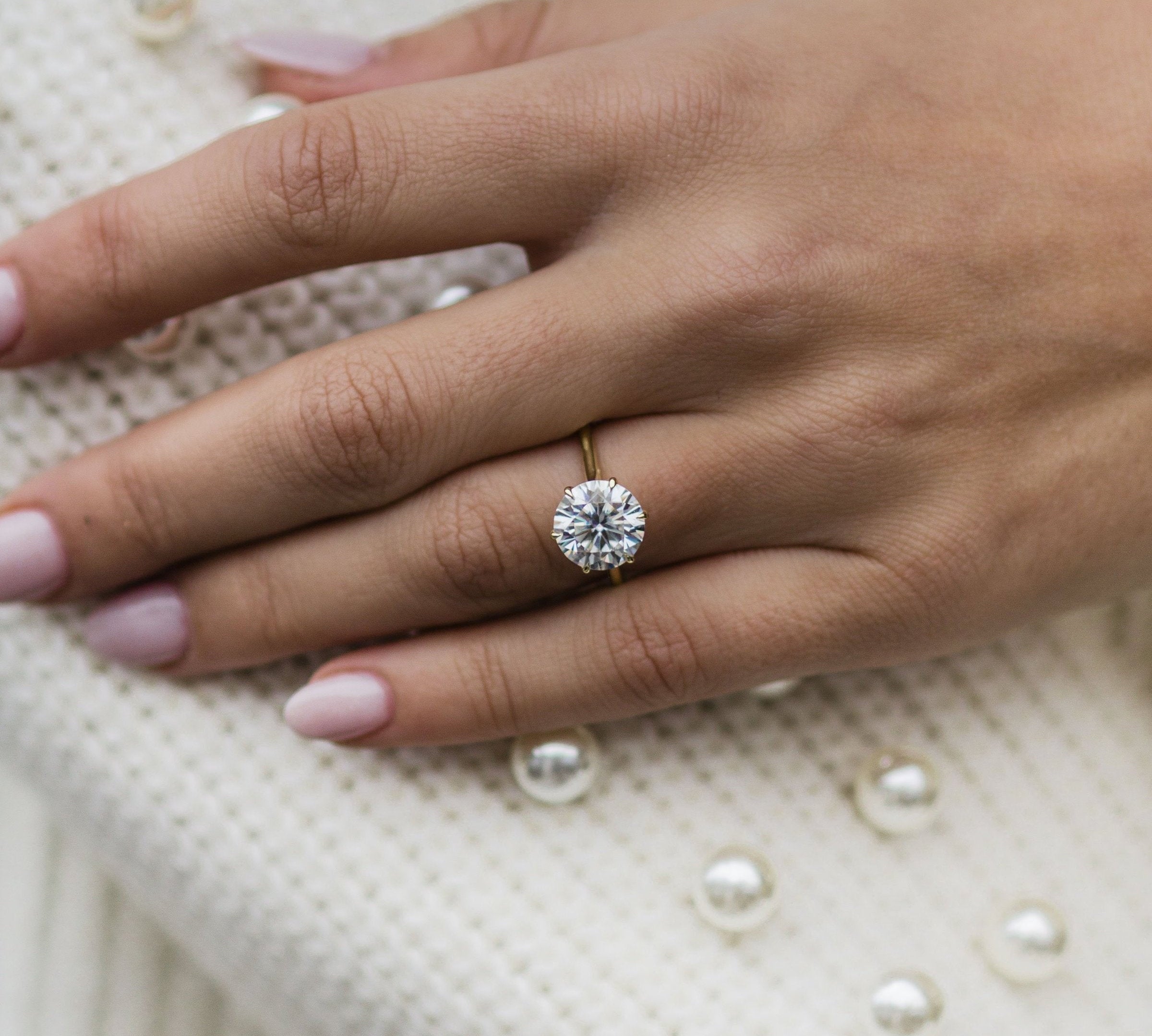 3.0 CT Round Solitaire Moissanite Engagement Ring 3