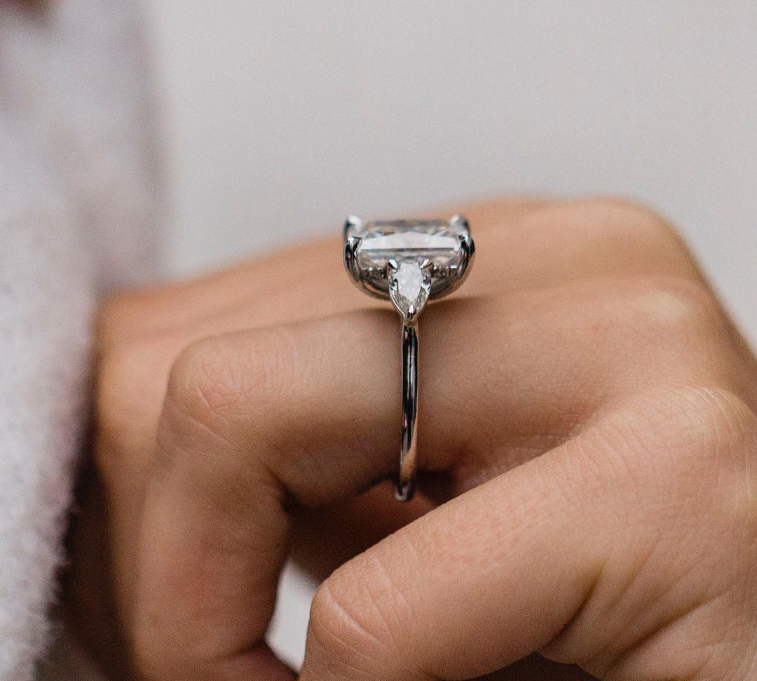 5.0 CT Radiant Three Stone Moissanite Engagement Ring 3