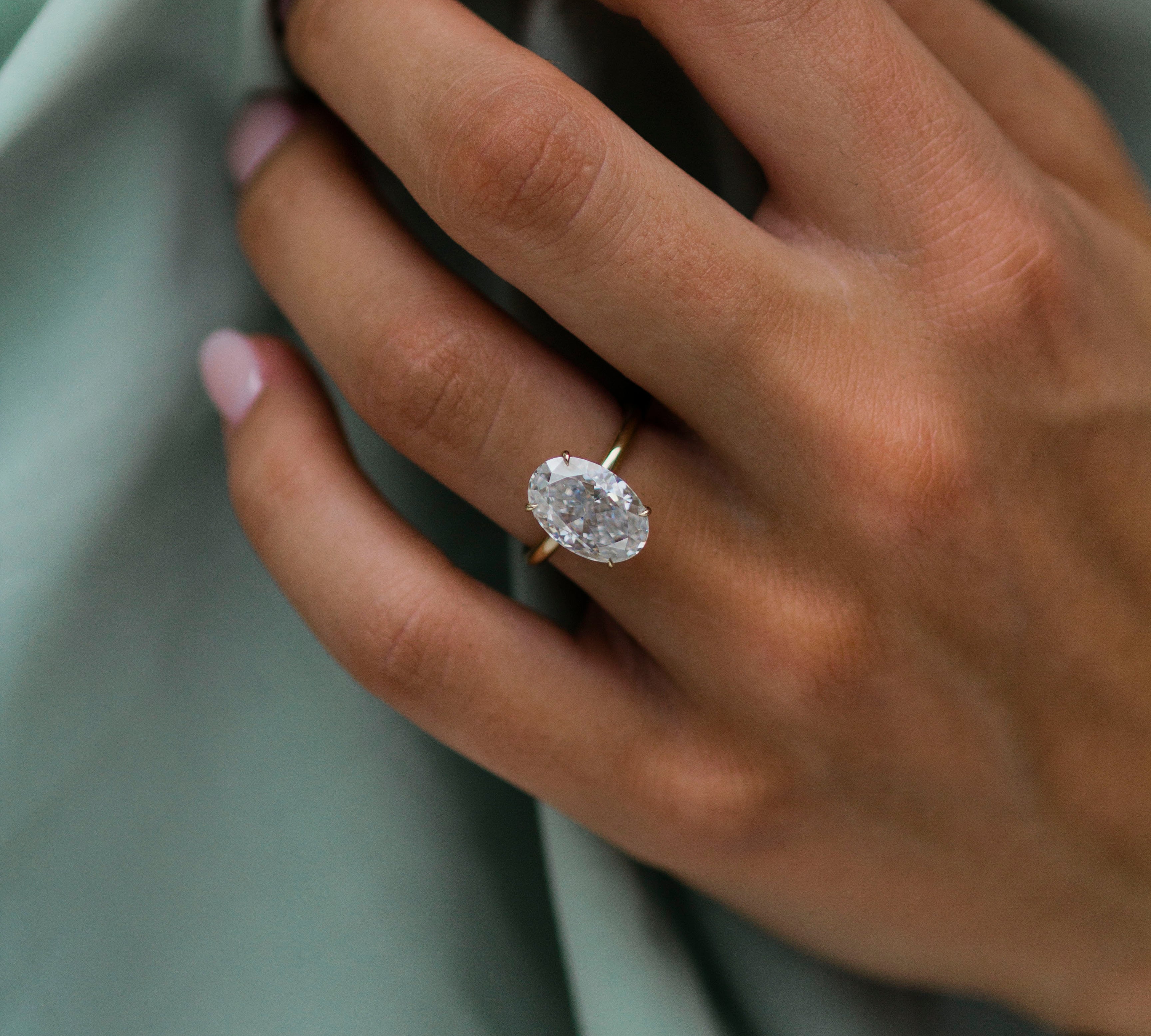 4.0 CT Oval Solitaire Moissanite Engagement Ring 1