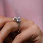 3.10 CT Cushion Three Stone Moissanite Engagement Ring 4