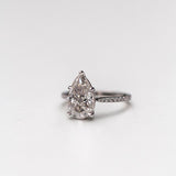 4.10 CT Pear Solitaire Pave Moissanite Engagement Ring 5