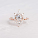 0.7 CT Round Cut Cluster Halo Moissanite Engagement Ring 15