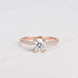 3.2 CT Round Cut Solitaire Pave Moissanite Engagement Ring 12