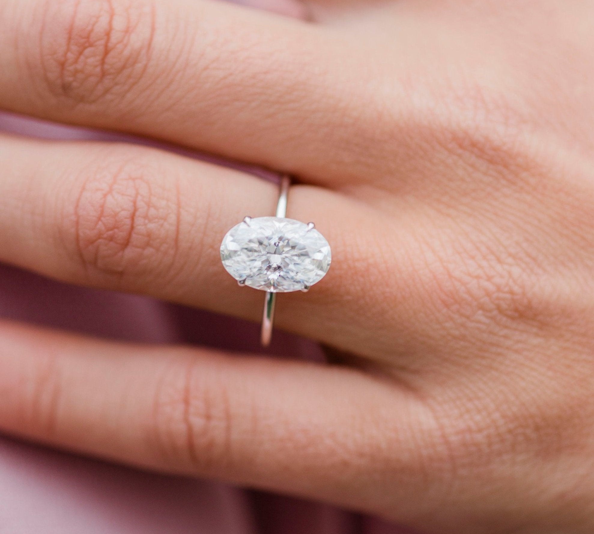 4.0 CT Oval Solitaire Moissanite Engagement Ring 3