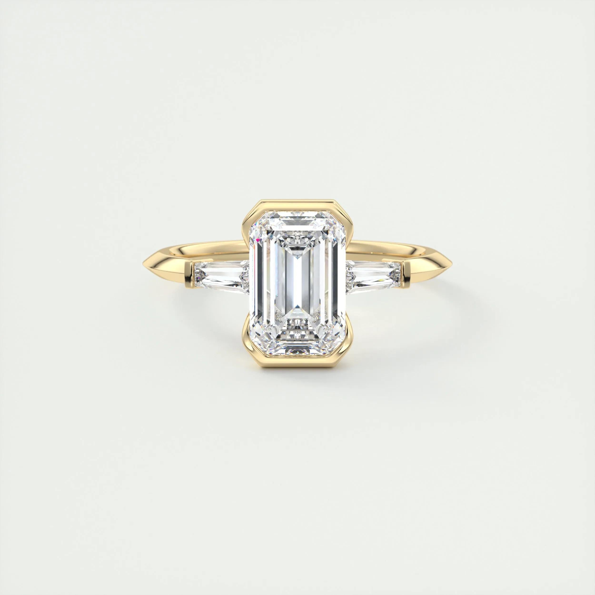 2 CT Emerald Three Stome CVD F/VS1 Diamond Engagement Ring 8
