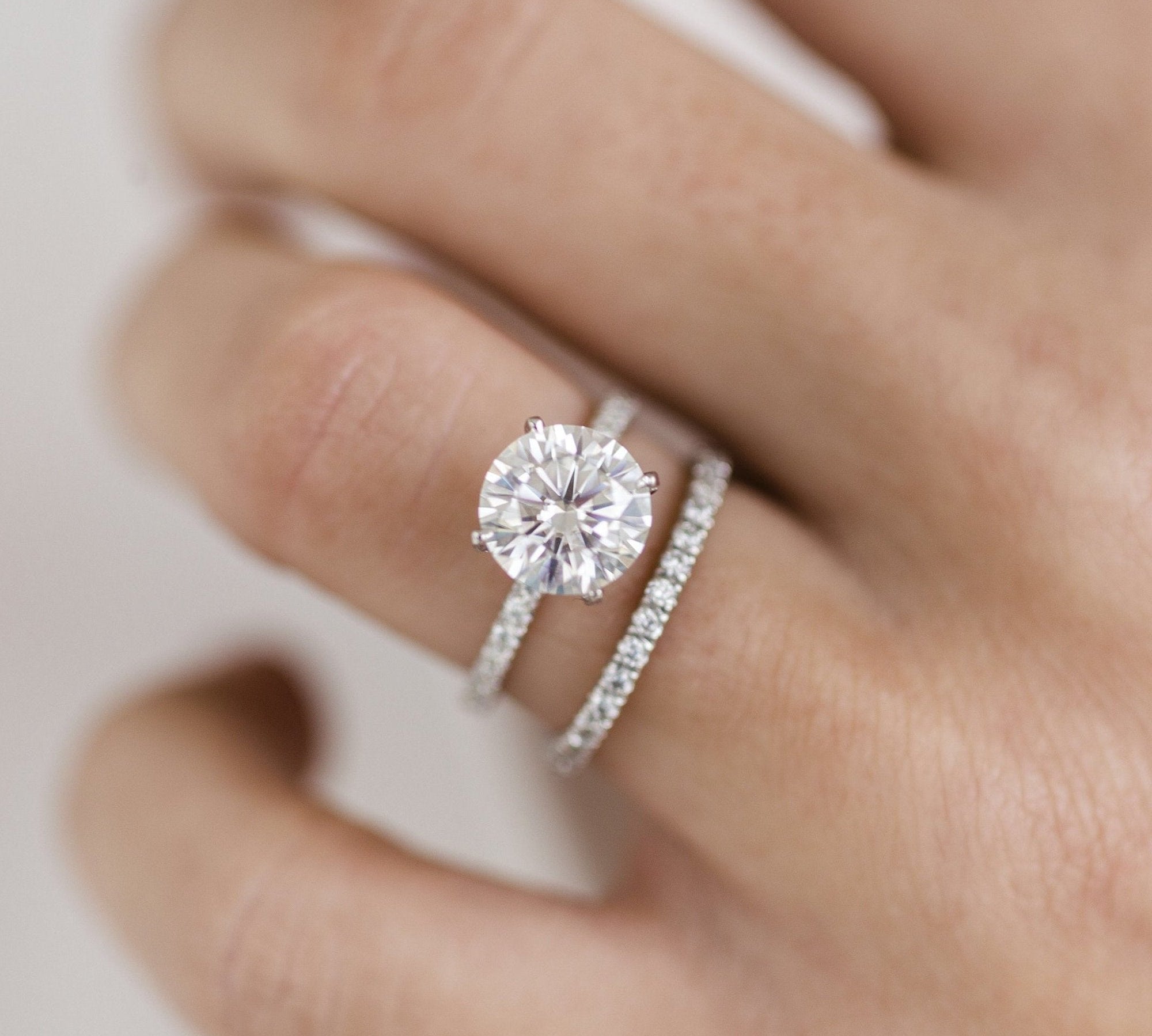 2.50 CT Round Solitaire Hidden Halo Moissanite Engagement Ring 1