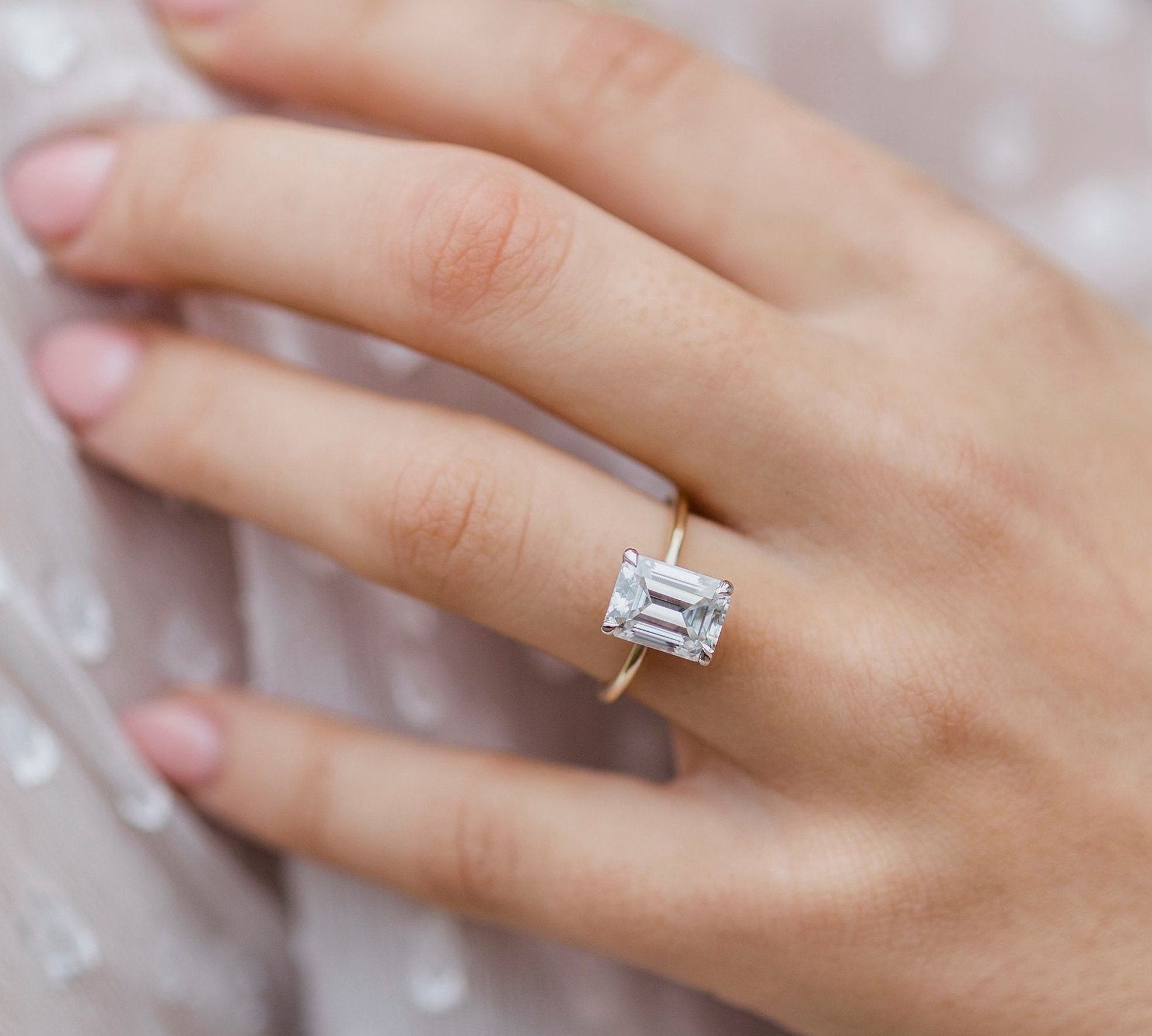 2.60 CT Emerald Solitaire Moissanite Engagement Ring 1