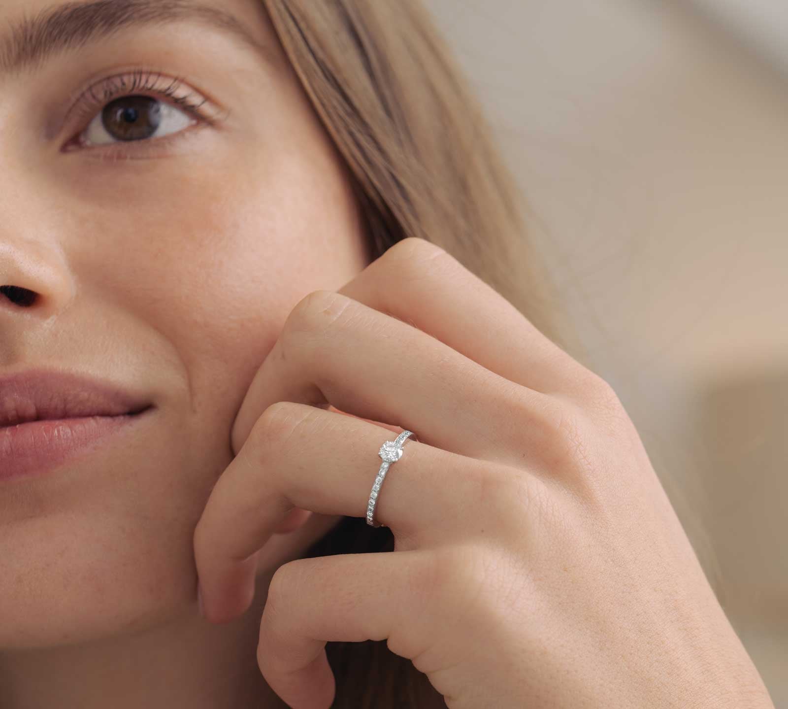 0.30 CT Round Shaped Moissanite Pave Setting Engagement Ring 2