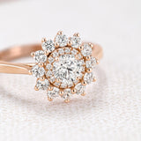 0.50 CT Round Shaped Moissanite Halo Engagement Ring 5