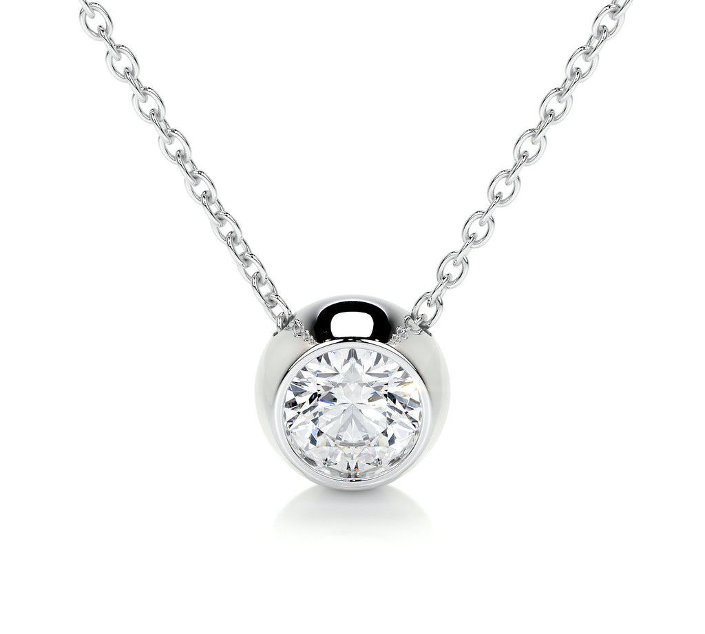 1.0 CT Round Bezel Solitaire CVD F/VS Diamond Necklace 2