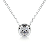 1.0 CT Round Bezel Solitaire CVD F/VS Diamond Necklace 1