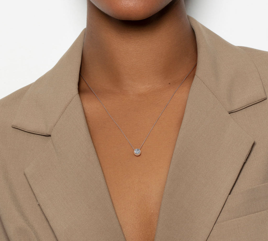 1.0 CT Round Bezel Solitaire CVD F/VS Diamond Necklace 3