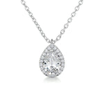 1.50 CT Pear Halo CVD F/VS Diamond Necklace 1